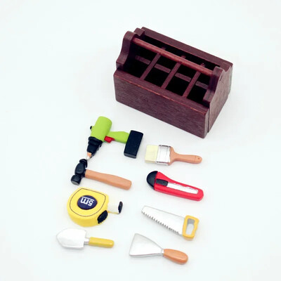 1: 12 Miniatúrna drevená multifunkčná sada náradia pre bábiky, miniatúrna sada náradia, ozdoba, miniatúrne fotografické dekorácie, rekvizity