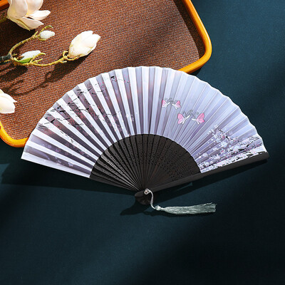 Vintažinis šilkas, sulankstomas vėduoklė, kinų menas amatai, dovanos namų dekoravimui, šokių rankų ventiliatorius, bambuko kambario dekoras, medinis ventiliatorius, rankinis ventiliatorius