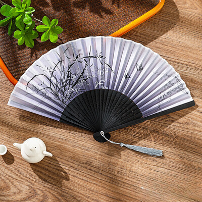 Vintažinis šilkas, sulankstomas vėduoklė, kinų menas amatai, dovanos namų dekoravimui, šokių rankų ventiliatorius, bambuko kambario dekoras, medinis ventiliatorius, rankinis ventiliatorius