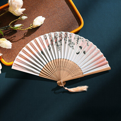 Vintažinis šilkas, sulankstomas vėduoklė, kinų menas amatai, dovanos namų dekoravimui, šokių rankų ventiliatorius, bambuko kambario dekoras, medinis ventiliatorius, rankinis ventiliatorius
