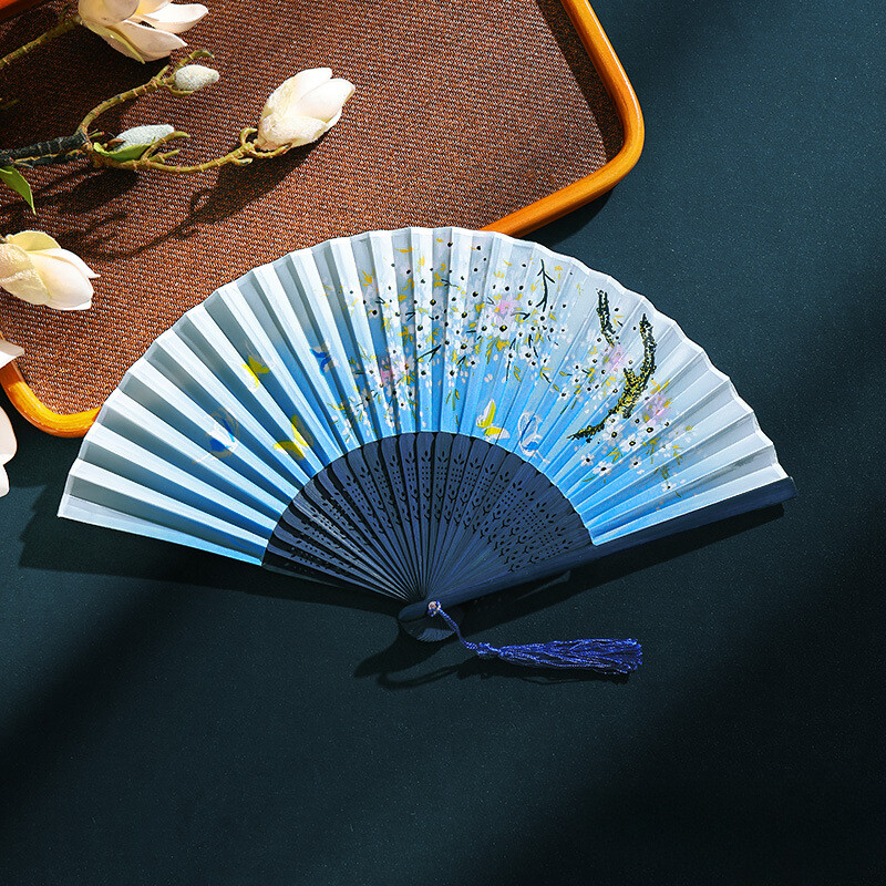 Vintažinis šilkas, sulankstomas vėduoklė, kinų menas amatai, dovanos namų dekoravimui, šokių rankų ventiliatorius, bambuko kambario dekoras, medinis ventiliatorius, rankinis ventiliatorius