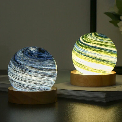 LED Planet Crystal Ball Figurines Decor Αισθητικό έναστρο κρύσταλλο Γη Σφαίρες Σφαίρες Αστρονομία Διακόσμηση σπιτιού Στολίδι σπιτιού