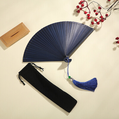 1db kínai japán összecsukható legyező fa szár klasszikus tánclegyező bojt Elegáns női rajongói parti művészet kézműves ajándék lakberendezés