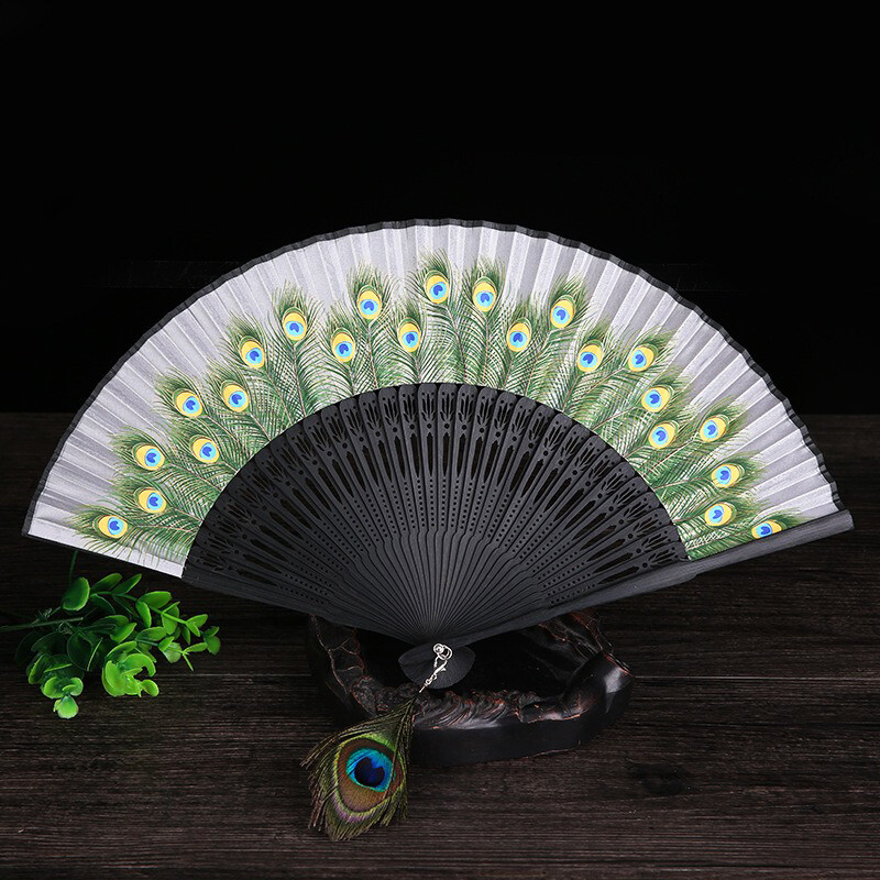 1db kínai japán összecsukható legyező fa szár klasszikus tánclegyező bojt Elegáns női rajongói parti művészet kézműves ajándék lakberendezés