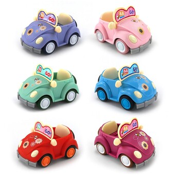 Μινιατούρα Έπιπλα Ροζ Q Pull Back Cabrio Car Bunny Animal Forest Μοντέλο κέικ κουκλόσπιτου για παιδιά Δώρα για κορίτσια για παιδιά