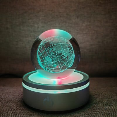 Kristálygömb Éjszakai Fények Izzó Bolygó Galaxis Astronaut 3D RGB Hold Atmoszféra Lámpa Asztali dekoráció Gyerekajándékok lakberendezés