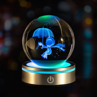 Kristálygömb Éjszakai Fények Izzó Bolygó Galaxis Astronaut 3D RGB Hold Atmoszféra Lámpa Asztali dekoráció Gyerekajándékok lakberendezés