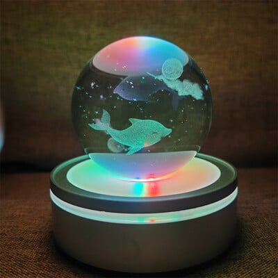 Kristálygömb Éjszakai Fények Izzó Bolygó Galaxis Astronaut 3D RGB Hold Atmoszféra Lámpa Asztali dekoráció Gyerekajándékok lakberendezés