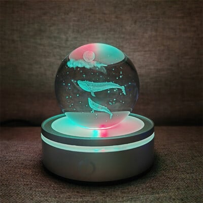 Kristálygömb Éjszakai Fények Izzó Bolygó Galaxis Astronaut 3D RGB Hold Atmoszféra Lámpa Asztali dekoráció Gyerekajándékok lakberendezés