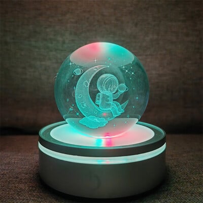 Kristálygömb Éjszakai Fények Izzó Bolygó Galaxis Astronaut 3D RGB Hold Atmoszféra Lámpa Asztali dekoráció Gyerekajándékok lakberendezés