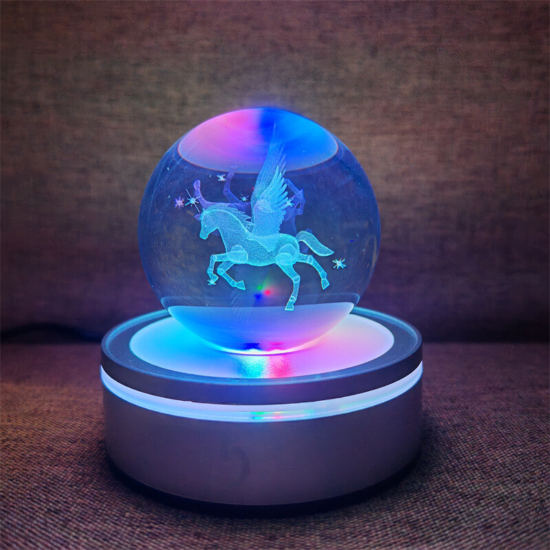 Kristálygömb Éjszakai Fények Izzó Bolygó Galaxis Astronaut 3D RGB Hold Atmoszféra Lámpa Asztali dekoráció Gyerekajándékok lakberendezés