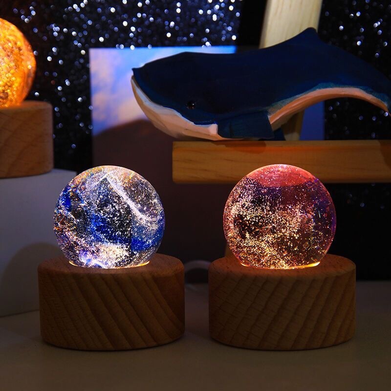 Sedemfarebné krištáľové gule LED svetlo Bolas De Nieve Cristal Adornos Para El Hogar Decoração Para Quarto Snow Globe