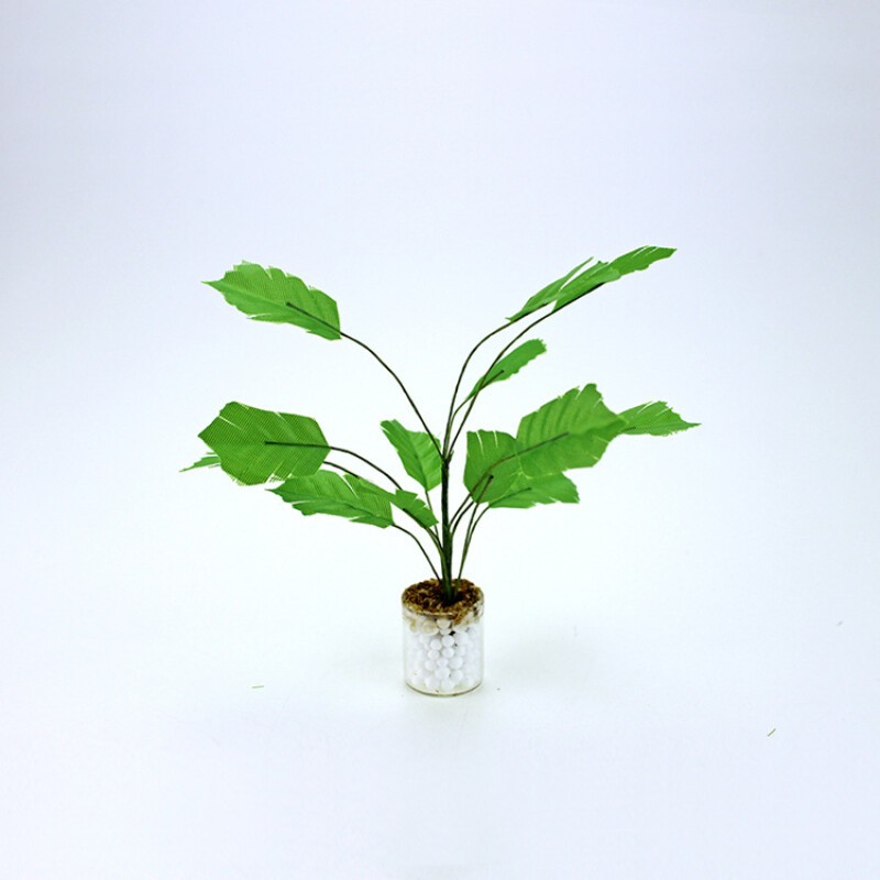 Miniatúrna rastlina s listami plantain v mierke 1/12 pre domček pre bábiky OB11, dekorácia, hračkársky nábytok, doplnky pre hračky