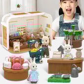 Set de mobilă în miniatură pentru casă de păpuși Camera de zi/dormitor/baie Model de jucărie cu scenă pentru casă de păpuși cu mini cadou de vilă Jucării de prefăcăre