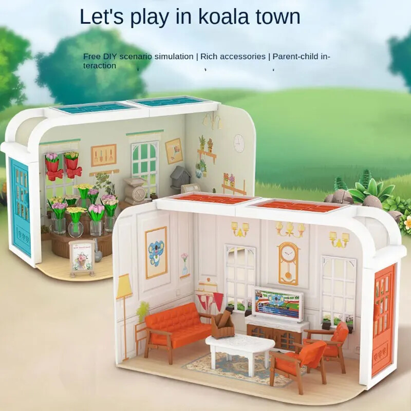 Set de mobilă în miniatură pentru casă de păpuși Camera de zi/dormitor/baie Model de jucărie cu scenă pentru casă de păpuși cu mini cadou de vilă Jucării de prefăcăre