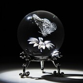 H&D 3D Laser Fluture Floare Minge de Cristal Precipită hârtie Sferă de sticlă Figurine Mingi decorative Cadou (60mm)