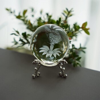 H&D 3D Laser Butterfly Flower Crystal Ball Paperweight Φιγούρες από γυάλινη σφαίρα Διακοσμητικές μπάλες Δώρο (60mm)