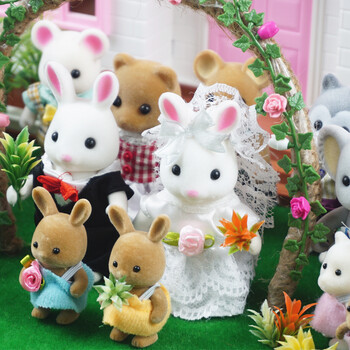 1/12 Rabbit Panda Girl Pretend Toy Set Toy Forest Animal Family Child Simulation 1:12 Scale Dollhouse Furniture Miniature