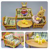 Set de sufragerie în miniatură 1:12 canapea cu pernă dulap TV pădure familie casă de păpuși mobilier accesorii bricolaj decor pentru cadou fete