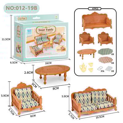Set de sufragerie în miniatură 1:12 canapea cu pernă dulap TV pădure familie casă de păpuși mobilier accesorii bricolaj decor pentru cadou fete