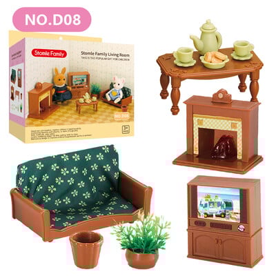 Set de sufragerie în miniatură 1:12 canapea cu pernă dulap TV pădure familie casă de păpuși mobilier accesorii bricolaj decor pentru cadou fete