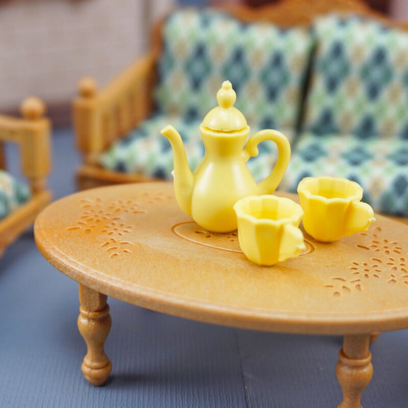 Set de sufragerie în miniatură 1:12 canapea cu pernă dulap TV pădure familie casă de păpuși mobilier accesorii bricolaj decor pentru cadou fete