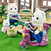 Bogyószínű Motorkerékpár 1/12 Rajzfilm Q Visszahúzás Autó Erdő Családi Babaház Miniatűr bútor Játszóház lányoknak Játék Ajándékok