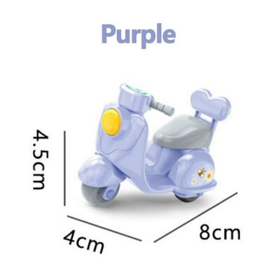 Bogyószínű Motorkerékpár 1/12 Rajzfilm Q Visszahúzás Autó Erdő Családi Babaház Miniatűr bútor Játszóház lányoknak Játék Ajándékok