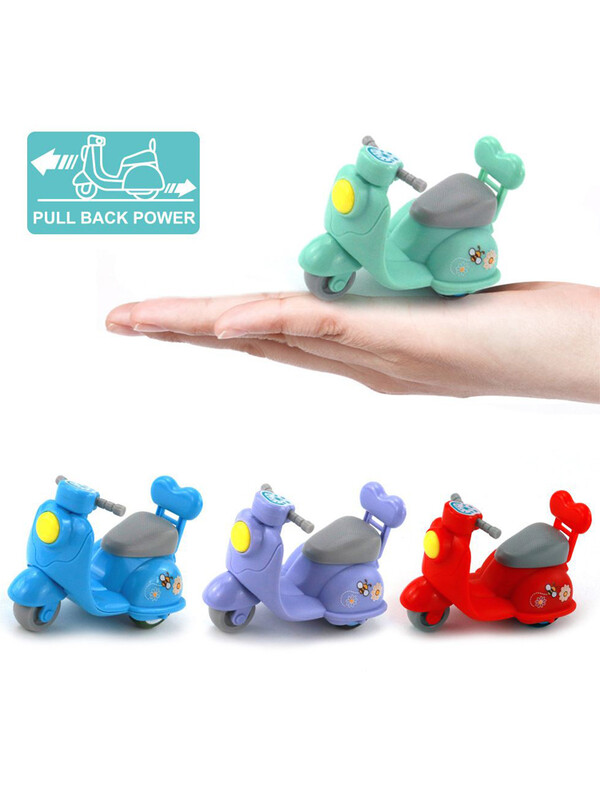 Bogyószínű Motorkerékpár 1/12 Rajzfilm Q Visszahúzás Autó Erdő Családi Babaház Miniatűr bútor Játszóház lányoknak Játék Ajándékok