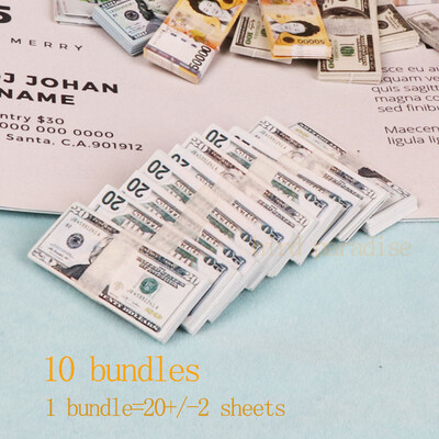 Miniatűr tárgyak Mini Dollár Euro Koreai Won Money Bankjegyek Modell Barbie Doll Ob11 1/6 1/12 Akciófigura babák Kiegészítők