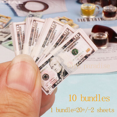 Miniatűr tárgyak Mini Dollár Euro Koreai Won Money Bankjegyek Modell Barbie Doll Ob11 1/6 1/12 Akciófigura babák Kiegészítők