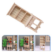 Dollhouse Cabinet 1:12 Könyvespolc Könyvespolc 1/12 Miniatűr bútor fás dekoráció Könyvespolc gyerekeknek Polcok fából