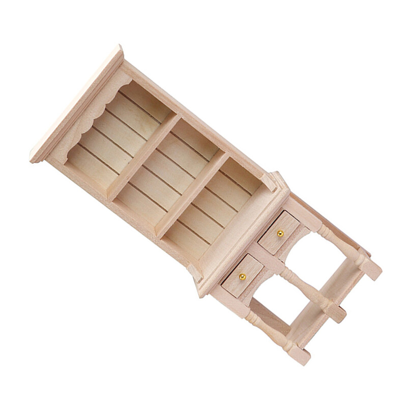 Dollhouse Cabinet 1:12 Könyvespolc Könyvespolc 1/12 Miniatűr bútor fás dekoráció Könyvespolc gyerekeknek Polcok fából