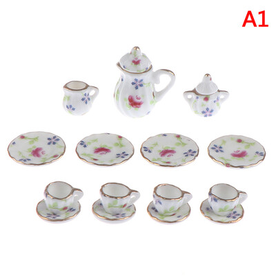 15 ks 1:12 Domček pre bábiky Miniatúrny riad Porcelánové keramické šálky na čaj Súprava hračiek