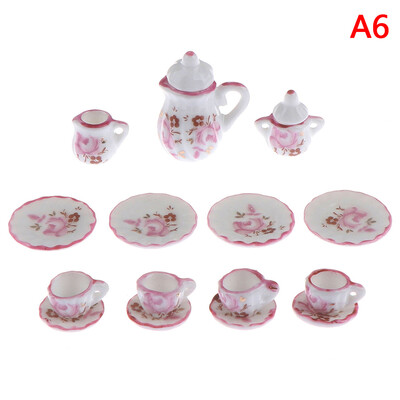 15 ks 1:12 Domček pre bábiky Miniatúrny riad Porcelánové keramické šálky na čaj Súprava hračiek