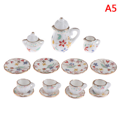 15 ks 1:12 Domček pre bábiky Miniatúrny riad Porcelánové keramické šálky na čaj Súprava hračiek