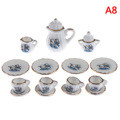 15 ks 1:12 Domček pre bábiky Miniatúrny riad Porcelánové keramické šálky na čaj Súprava hračiek