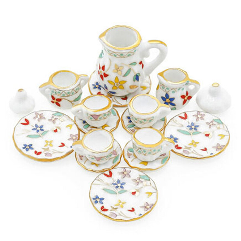 15 ks 1:12 Domček pre bábiky Miniatúrny riad Porcelánové keramické šálky na čaj Súprava hračiek