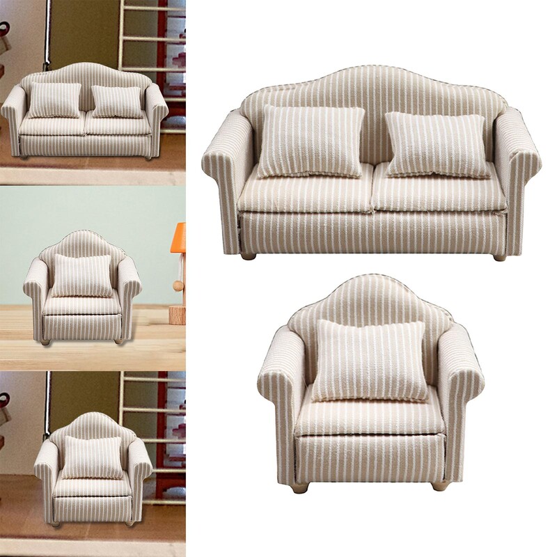 Babaház kanapé szimulációs miniatűr bútor párnás lakberendezéssel