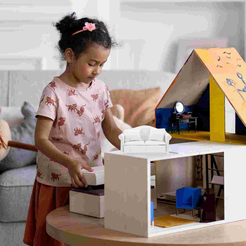 1 sada miniatúrneho nábytku v mierke 1/12, príslušenstvo, sada mini gauča a vankúša na pohovku, sada nábytku, figúrka v mierke 1/12, príslušenstvo