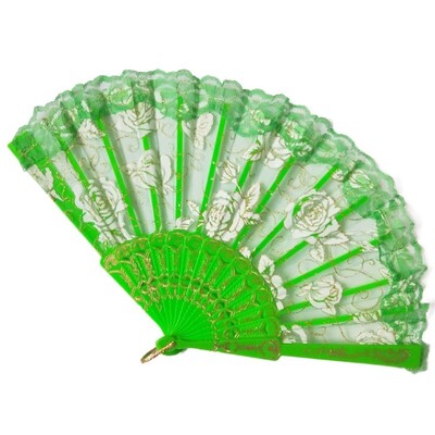 Műanyag nyéllel női csipke kézi ventilátor otthoni dekoráció áttetsző kézi tánclegyező rózsamintás spanyol legyező tánc kellék