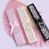 30 vnt./stal. Speciali ventiliatorių dėžutė moterims gerbėjoms Bowknot dovanų dėžutės ventiliatorius, sulankstomas ventiliatorius, pakavimas šilko ventiliatorius ir dėžutės rinkinys vestuvėms