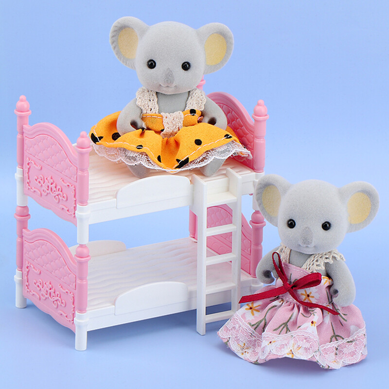 Nový miniatúrny spálňový nábytok Koala, ozdoba, mini dvojposteľ, domček na bábiky, 1/12, doplnky do izby, hrací domček pre dievča, darček k narodeninám