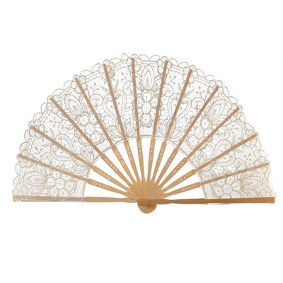 Vintage skladací vejár s čipkovým lemom a strapcovým príveskom, elegantný bambusový ručný vejár s čipkou a kvetinovým vzorom na svadobnú domácu dekoráciu