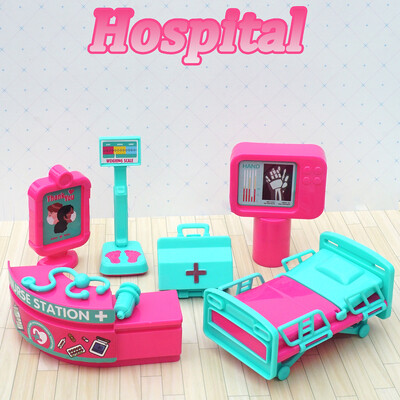1/12 Dollhouse Hospital Bed Doctor Stethoscope Imitation Counter Pretend Play Αξεσουάρ μικροσκοπικών επίπλων Νοσοκόμα ιατρικό δώρο