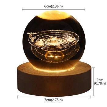 Κρυστάλλινη μπάλα LED Night Light Galaxy 3D Planet Moon Lamp Διακόσμηση σπιτιού για Παιδικό πάρτι Παιδικά Χριστουγεννιάτικα δώρα γενεθλίων