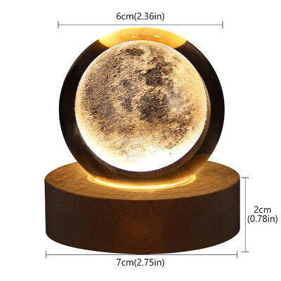 Krištáľová guľa LED nočné svetlo Galaxy 3D planéta Mesiac lampa spálňa bytové dekorácie pre deti párty deti narodeniny vianočné darčeky