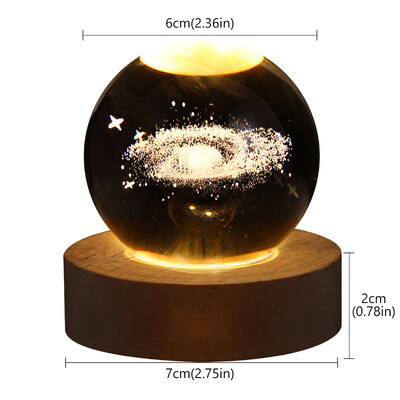 Krištáľová guľa LED nočné svetlo Galaxy 3D planéta Mesiac lampa spálňa bytové dekorácie pre deti párty deti narodeniny vianočné darčeky