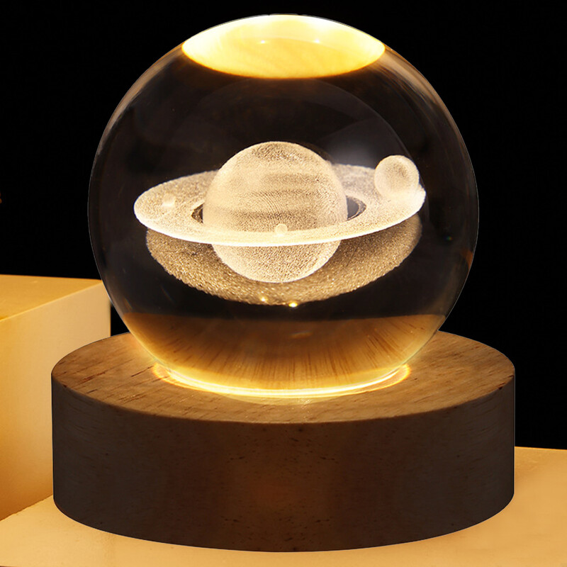 Krištáľová guľa LED nočné svetlo Galaxy 3D planéta Mesiac lampa spálňa bytové dekorácie pre deti párty deti narodeniny vianočné darčeky