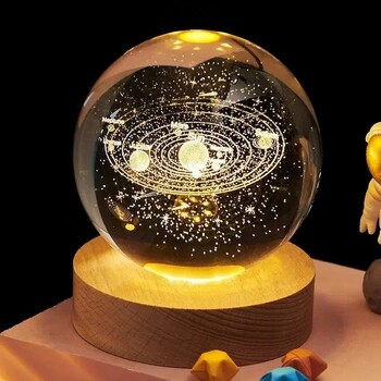 Κρυστάλλινη μπάλα 3d Planet Ball Διακόσμηση Παιδικό Φωτιστικό για Διακόσμηση Σπίτι Υπνοδωματίου Saturn Sun Κρυστάλλινη Μπάλα Λαμπτήρα Snow Globe Κρυστάλλινες σφαίρες